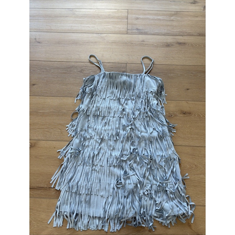 Womens Faux Suede Fringe Dress Medium Western Boho Festival Rodeo Cowgirl‎ Style